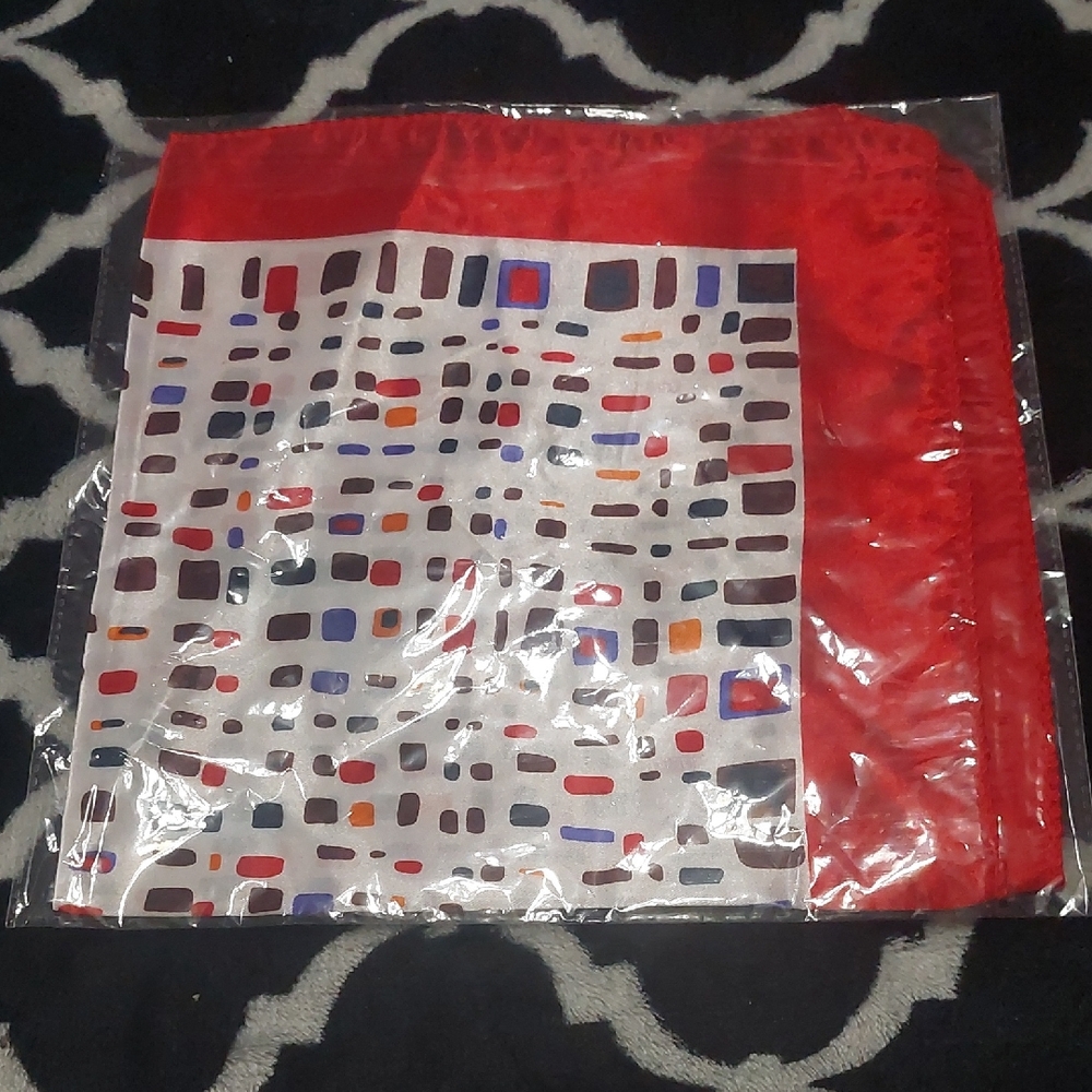 shein Red‎ and White Geometric Scarf